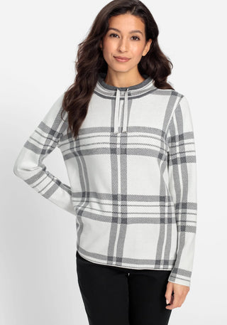 Olsen Check Pattern Jumper Ivory Grey Henny - MMJs Fashion