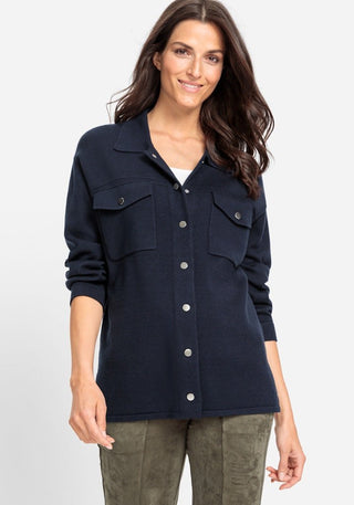 Olsen Collared Cardigan Navy Blue Cora - MMJs Fashion