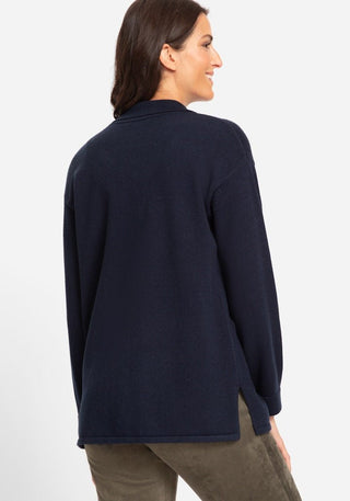 Olsen Collared Cardigan Navy Blue Cora - MMJs Fashion