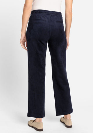 Olsen Cropped Trousers Navy Blue Mona Straight - MMJs Fashion