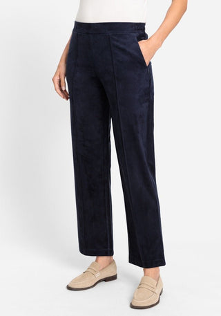 Olsen Cropped Trousers Navy Blue Mona Straight - MMJs Fashion