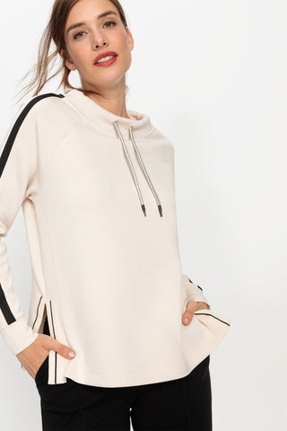 Olsen Drawstring Neck Sweatshirt Beige Henny Jersey - MMJs Fashion