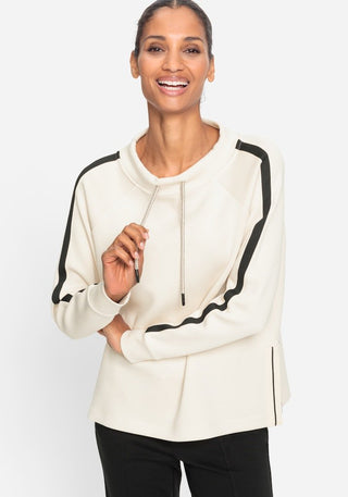 Olsen Drawstring Neck Sweatshirt Beige Henny Jersey - MMJs Fashion