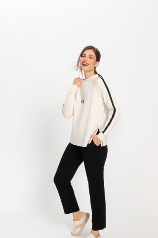 Olsen Drawstring Neck Sweatshirt Beige Henny Jersey - MMJs Fashion