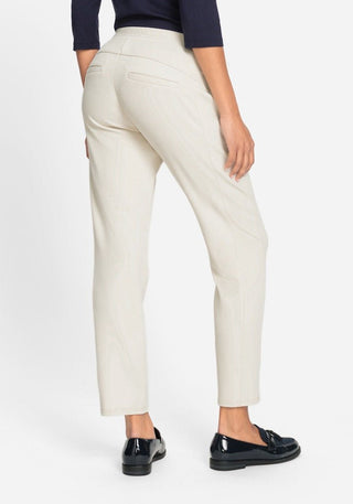 Olsen Drawstring Waist Trousers Beige Lisa Straight - MMJs Fashion