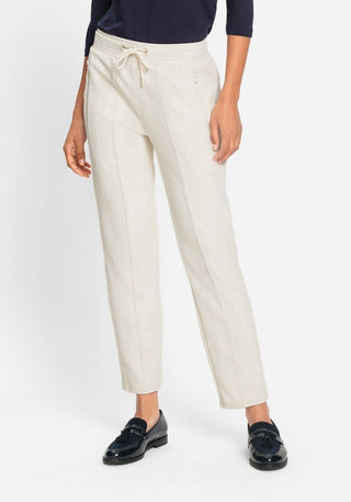 Olsen Drawstring Waist Trousers Beige Lisa Straight - MMJs Fashion