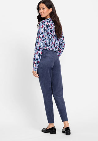 Olsen Faux Suede Trousers Blue Lisa - MMJs Fashion