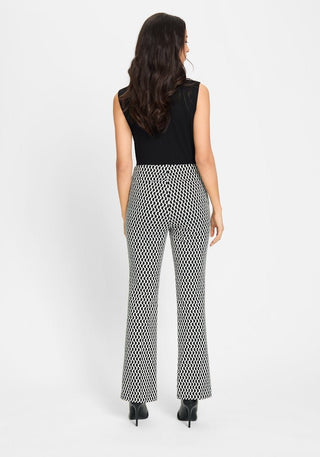 Olsen Geometric Pattern Trousers Black Mona Bootcut - MMJs Fashion