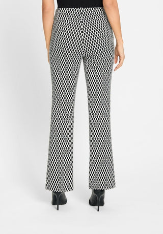 Olsen Geometric Pattern Trousers Black Mona Bootcut - MMJs Fashion