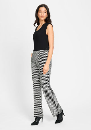 Olsen Geometric Pattern Trousers Black Mona Bootcut - MMJs Fashion