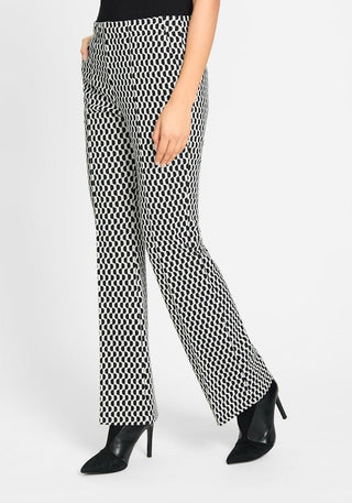 Olsen Geometric Pattern Trousers Black Mona Bootcut - MMJs Fashion