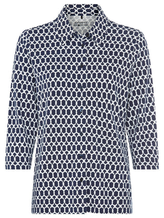 Olsen Geometric Print Jersey Blouse Blue Hannah - MMJs Fashion