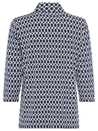 Olsen Geometric Print Jersey Blouse Blue Hannah - MMJs Fashion