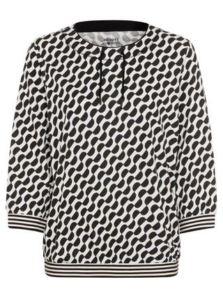 Olsen Geometric Print Top Black Beige Clara - MMJs Fashion