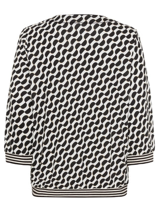 Olsen Geometric Print Top Black Beige Clara - MMJs Fashion