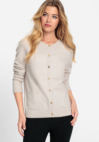 Olsen Gold Button Cardigan Beige Henny - MMJs Fashion