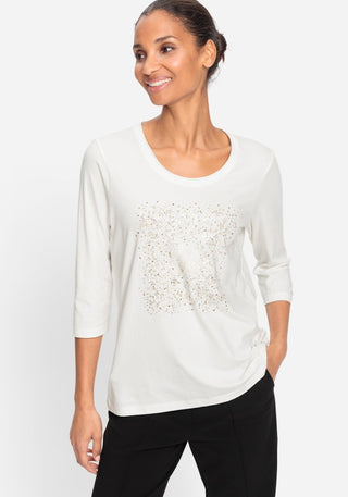 Olsen Gold Spot Long Sleeve Top Ivory Hannah - MMJs Fashion