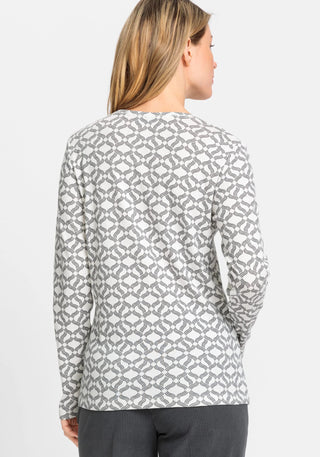 Olsen Graphic Print Top Ivory Grey Edda - MMJs Fashion