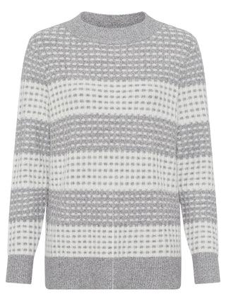 Olsen Grid Stitch Stripe Jumper Grey Ivory Henny - MMJs Fashion