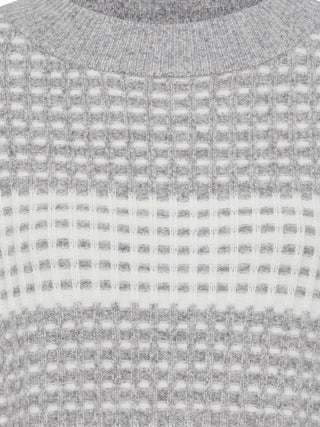 Olsen Grid Stitch Stripe Jumper Grey Ivory Henny - MMJs Fashion