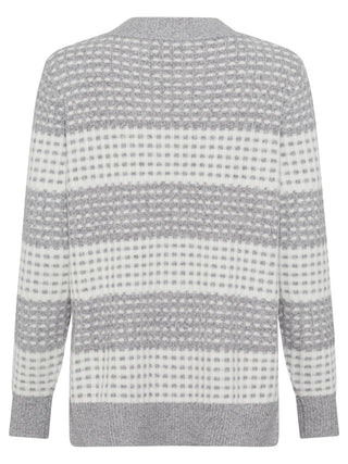 Olsen Grid Stitch Stripe Jumper Grey Ivory Henny - MMJs Fashion