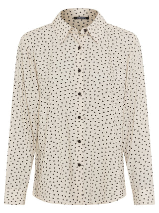 Olsen Heart Print Blouse Beige Black - MMJs Fashion