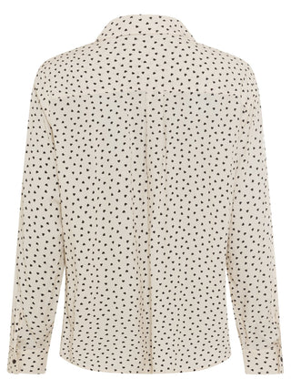 Olsen Heart Print Blouse Beige Black - MMJs Fashion