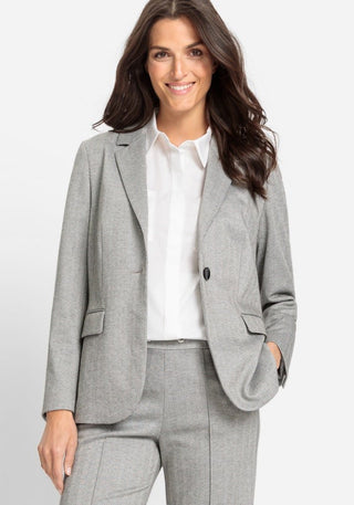 Olsen Herringbone Lapel Collar Jacket Grey - MMJs Fashion