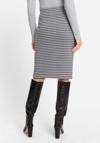 Olsen Houndstooth Pattern Skirt with Pockets Grey - MMJs Fashion