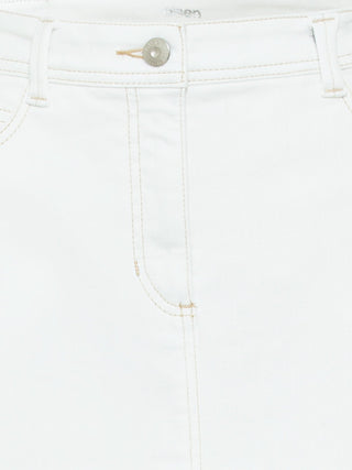 Olsen Knee Length Denim Skirt in White - MMJs Fashion