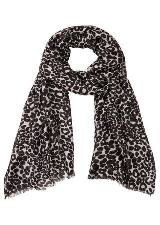 Olsen Leopard Print Scarf Black Beige - MMJs Fashion