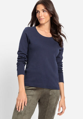 Olsen Long Sleeve Top Navy Blue Edda - MMJs Fashion