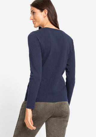 Olsen Long Sleeve Top Navy Blue Edda - MMJs Fashion