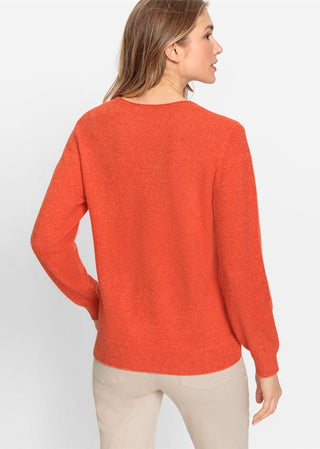 Olsen Orange Melange V Neck Jumper - MMJs Fashion