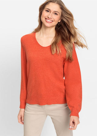 Olsen Orange Melange V Neck Jumper - MMJs Fashion