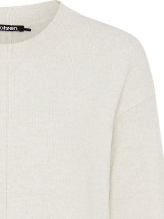 Olsen Round Neck Jumper Beige Melange Cora - MMJs Fashion