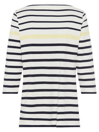 Olsen Striped 3/4 Sleeve Top Navy Blue Yellow Hannah - MMJs Fashion