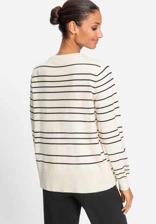 Olsen Striped Cardigan Beige Black Henny - MMJs Fashion