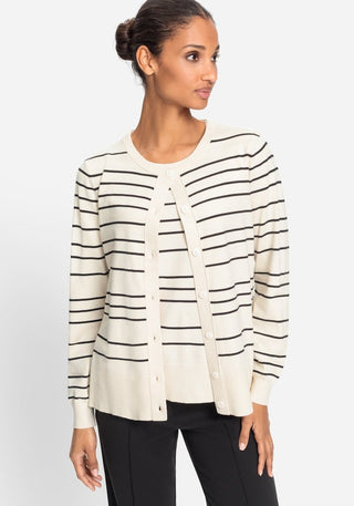 Olsen Striped Cardigan Beige Black Henny - MMJs Fashion