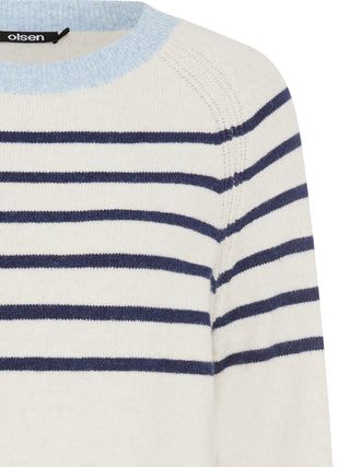 Olsen Striped Jumper Beige Blue Melange Henny - MMJs Fashion