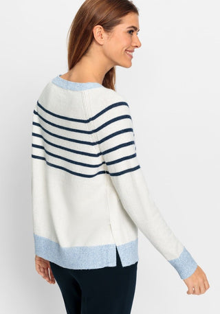 Olsen Striped Jumper Beige Blue Melange Henny - MMJs Fashion