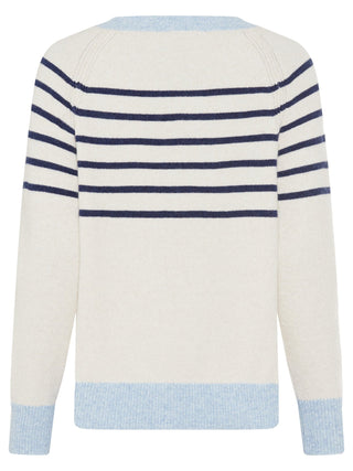 Olsen Striped Jumper Beige Blue Melange Henny - MMJs Fashion