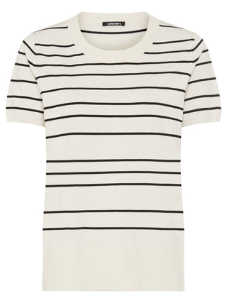 Olsen Striped Short Sleeve Jumper Beige Black Henny - MMJs Fashion