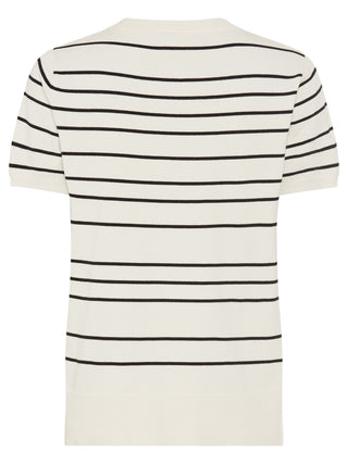 Olsen Striped Short Sleeve Jumper Beige Black Henny - MMJs Fashion