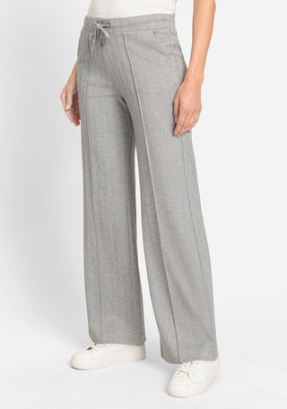 Olsen Wide Leg Herringbone Trousers Grey Anna - MMJs Fashion