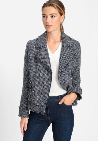 Olsen Woven Frayed Edge Jacket Blue - MMJs Fashion