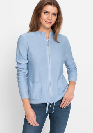 Olsen Zip Front Cardigan Light Blue Henny - MMJs Fashion