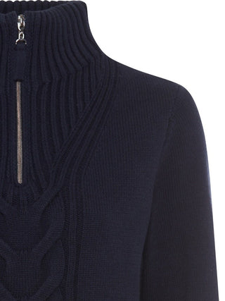 Olsen Zip Neck Jumper Navy Blue Henny - MMJs Fashion