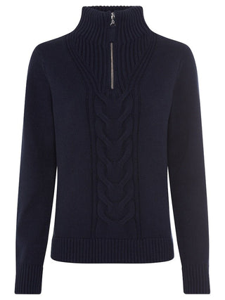 Olsen Zip Neck Jumper Navy Blue Henny - MMJs Fashion