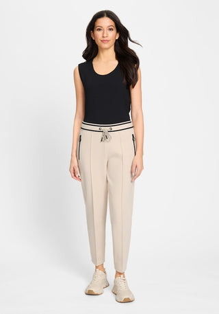 Olsen Zip Pocket Trousers Beige Lisa Straight - MMJs Fashion